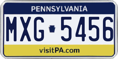 PA license plate MXG5456