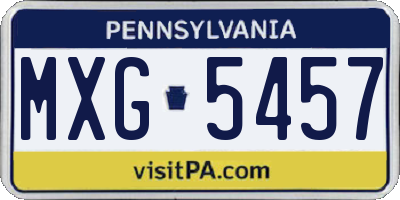 PA license plate MXG5457