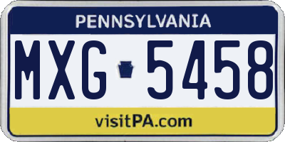 PA license plate MXG5458