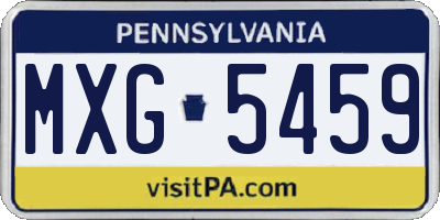 PA license plate MXG5459