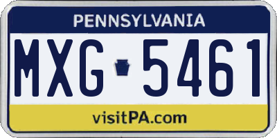 PA license plate MXG5461