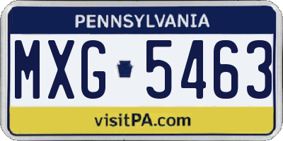 PA license plate MXG5463