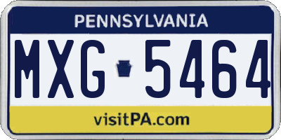PA license plate MXG5464