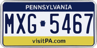 PA license plate MXG5467