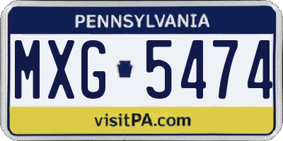 PA license plate MXG5474