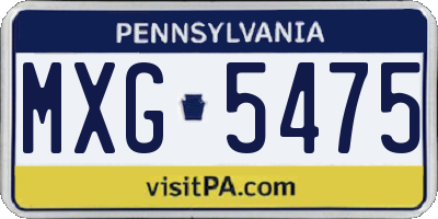 PA license plate MXG5475