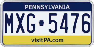 PA license plate MXG5476