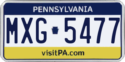 PA license plate MXG5477