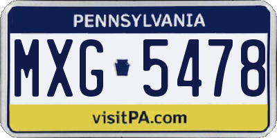 PA license plate MXG5478
