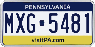 PA license plate MXG5481