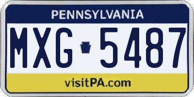 PA license plate MXG5487