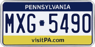 PA license plate MXG5490