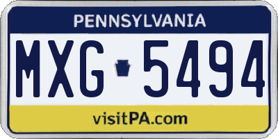 PA license plate MXG5494