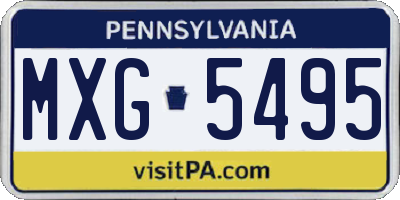 PA license plate MXG5495