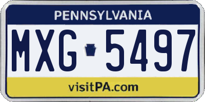 PA license plate MXG5497