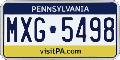 PA license plate MXG5498