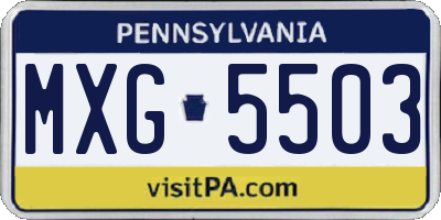 PA license plate MXG5503