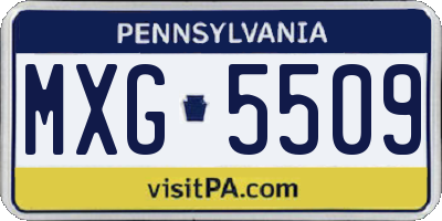 PA license plate MXG5509