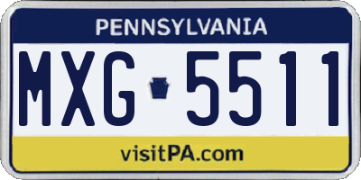 PA license plate MXG5511