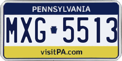 PA license plate MXG5513