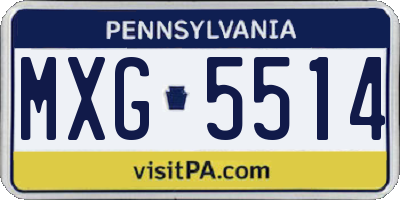 PA license plate MXG5514