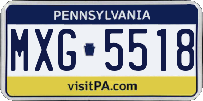 PA license plate MXG5518