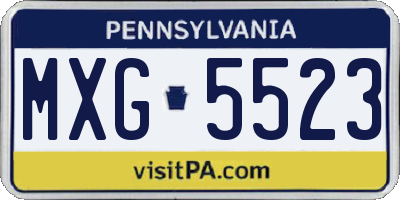 PA license plate MXG5523