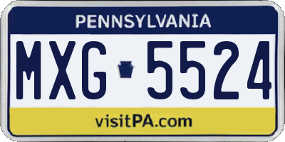 PA license plate MXG5524