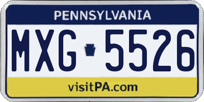 PA license plate MXG5526