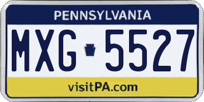 PA license plate MXG5527