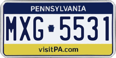 PA license plate MXG5531