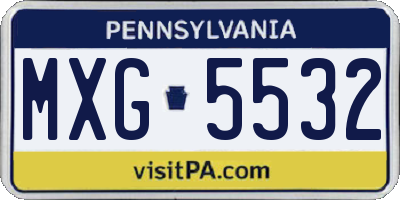 PA license plate MXG5532