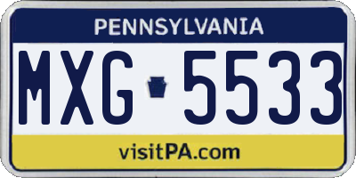 PA license plate MXG5533