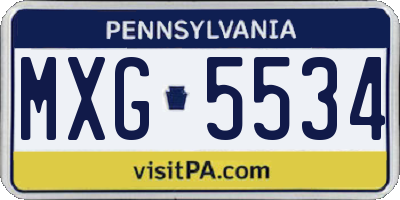 PA license plate MXG5534