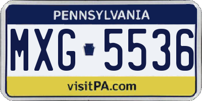 PA license plate MXG5536