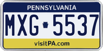 PA license plate MXG5537