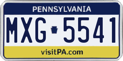 PA license plate MXG5541