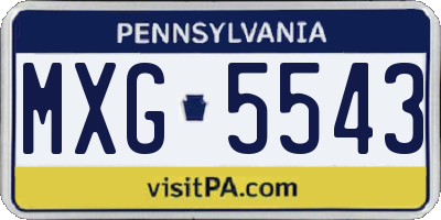 PA license plate MXG5543