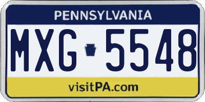 PA license plate MXG5548