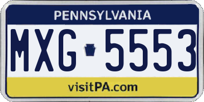 PA license plate MXG5553