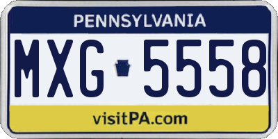 PA license plate MXG5558