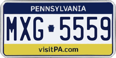 PA license plate MXG5559