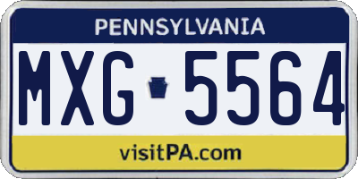 PA license plate MXG5564