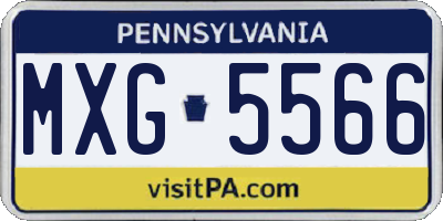 PA license plate MXG5566