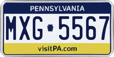 PA license plate MXG5567