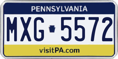 PA license plate MXG5572