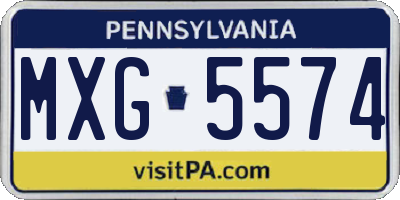 PA license plate MXG5574