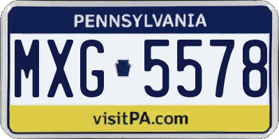 PA license plate MXG5578