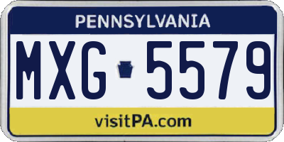 PA license plate MXG5579