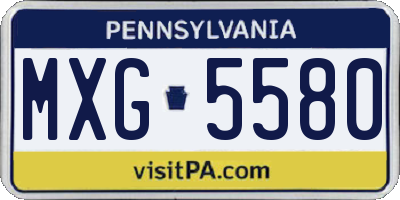 PA license plate MXG5580